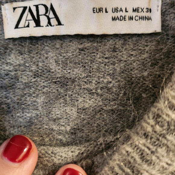 Zara Gray Wool Sweater size Large - Picture 3 of 4